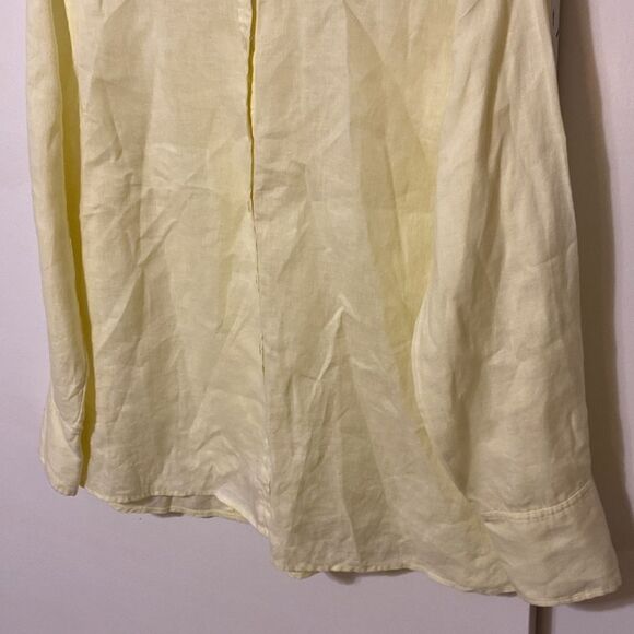 Soft Surroundings 100% Linen Long Sleeve Button Down Butter Yellow Lagenlook - Picture 6 of 11